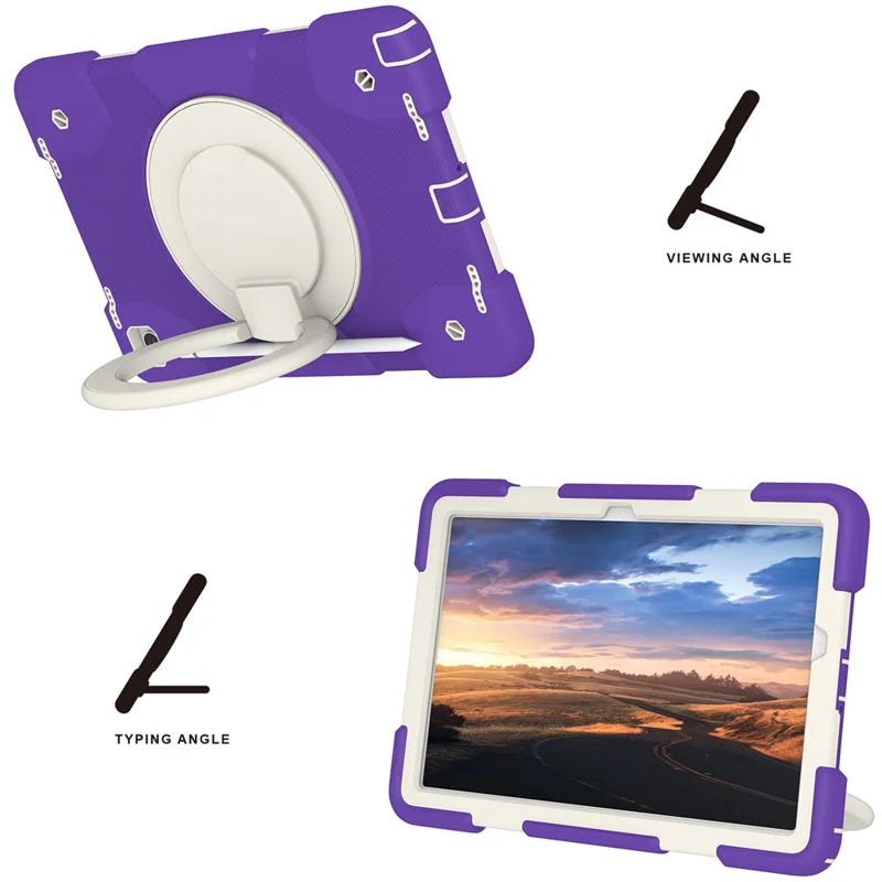 For Samsung Galaxy Tab A9+ Case Scratch-proof PC+Silicone Tablet Cover with Ring Kickstand - Dark Purple