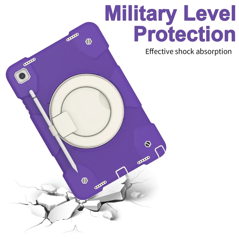 For Samsung Galaxy Tab A9+ Case Scratch-proof PC+Silicone Tablet Cover with Ring Kickstand - Dark Purple