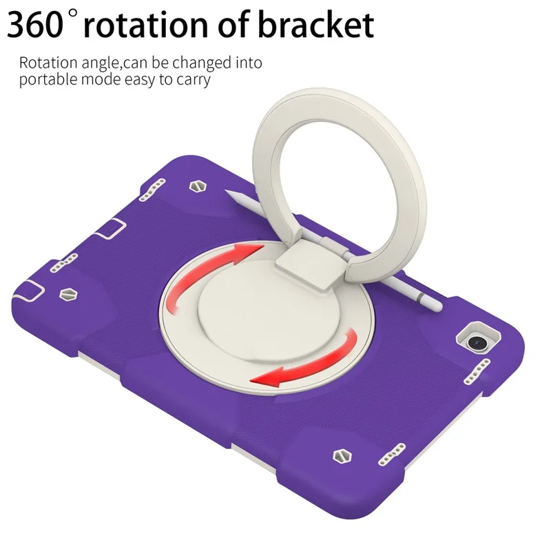 For Samsung Galaxy Tab A9+ Case Scratch-proof PC+Silicone Tablet Cover with Ring Kickstand - Dark Purple