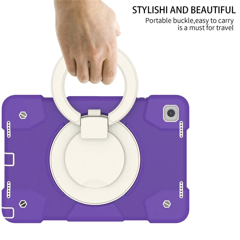 For Samsung Galaxy Tab A9+ Case Scratch-proof PC+Silicone Tablet Cover with Ring Kickstand - Dark Purple