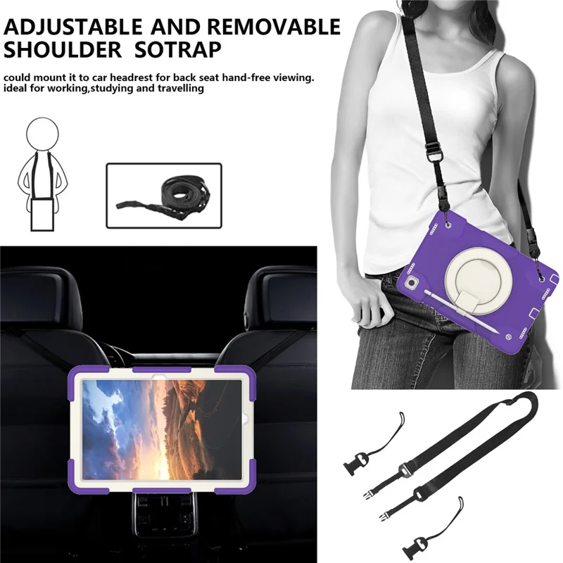 For Samsung Galaxy Tab A9+ Case Scratch-proof PC+Silicone Tablet Cover with Ring Kickstand - Dark Purple