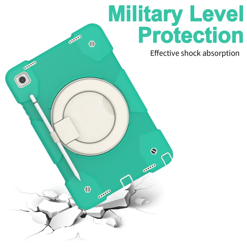 For Samsung Galaxy Tab A9+ Case Scratch-proof PC+Silicone Tablet Cover with Ring Kickstand - Mint Green