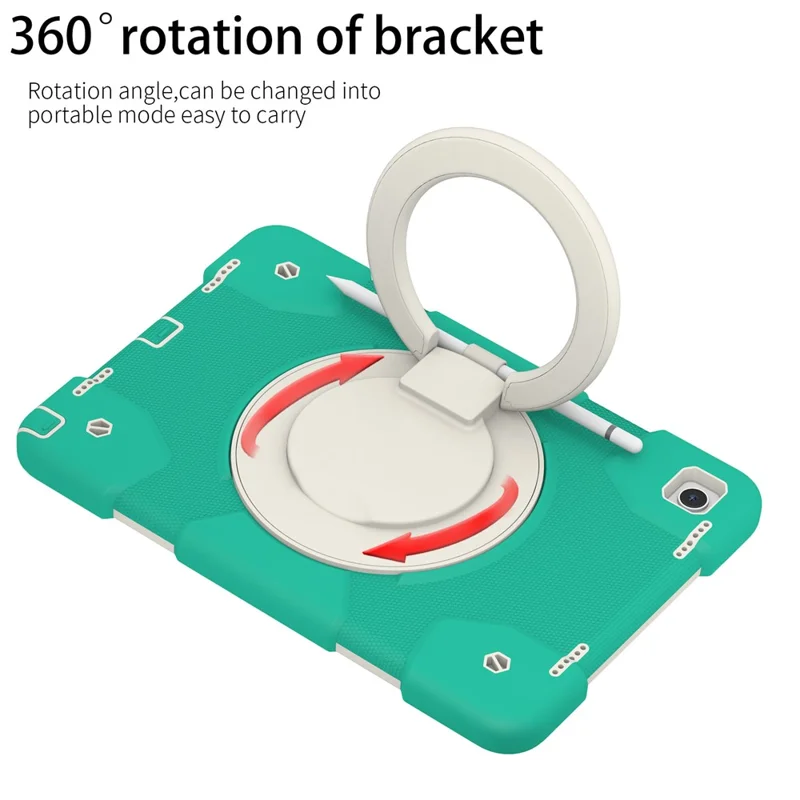 For Samsung Galaxy Tab A9+ Case Scratch-proof PC+Silicone Tablet Cover with Ring Kickstand - Mint Green