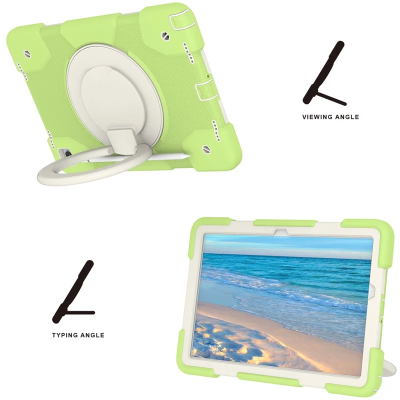 For Samsung Galaxy Tab A9+ Case Scratch-proof PC+Silicone Tablet Cover with Ring Kickstand - Matcha Green