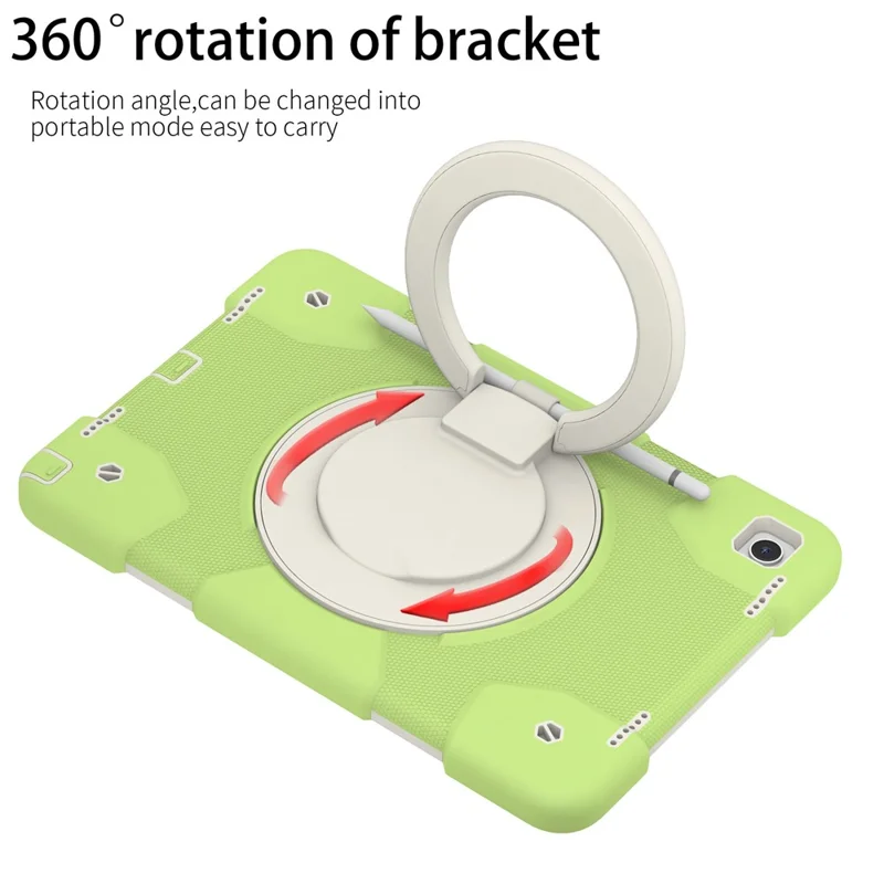 For Samsung Galaxy Tab A9+ Case Scratch-proof PC+Silicone Tablet Cover with Ring Kickstand - Matcha Green