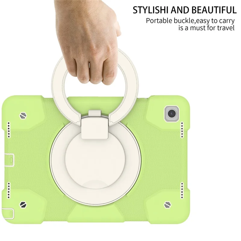 For Samsung Galaxy Tab A9+ Case Scratch-proof PC+Silicone Tablet Cover with Ring Kickstand - Matcha Green