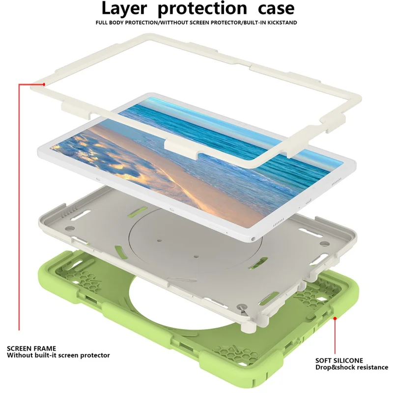 For Samsung Galaxy Tab A9+ Case Scratch-proof PC+Silicone Tablet Cover with Ring Kickstand - Matcha Green