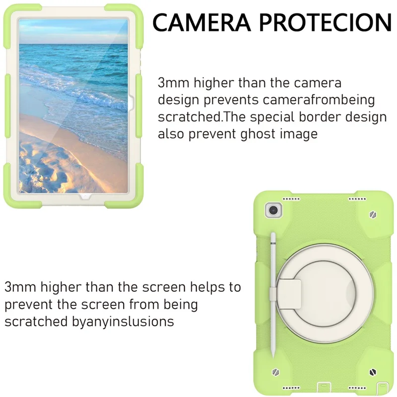 For Samsung Galaxy Tab A9+ Case Scratch-proof PC+Silicone Tablet Cover with Ring Kickstand - Matcha Green