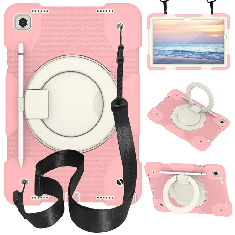 Pour Samsung Galaxy Tab a9 + Couvrette de Tablette en Silicone à L'épreuve du Boîtier Case Avec Kickstand en Anneau - Sakura Rose