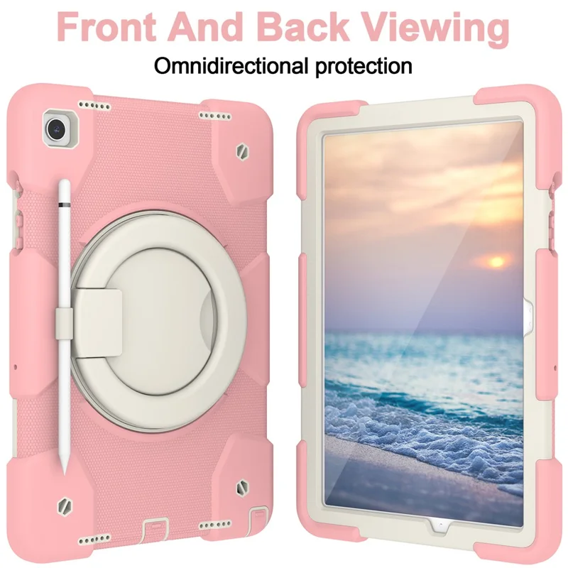 Pour Samsung Galaxy Tab a9 + Couvrette de Tablette en Silicone à L'épreuve du Boîtier Case Avec Kickstand en Anneau - Sakura Rose