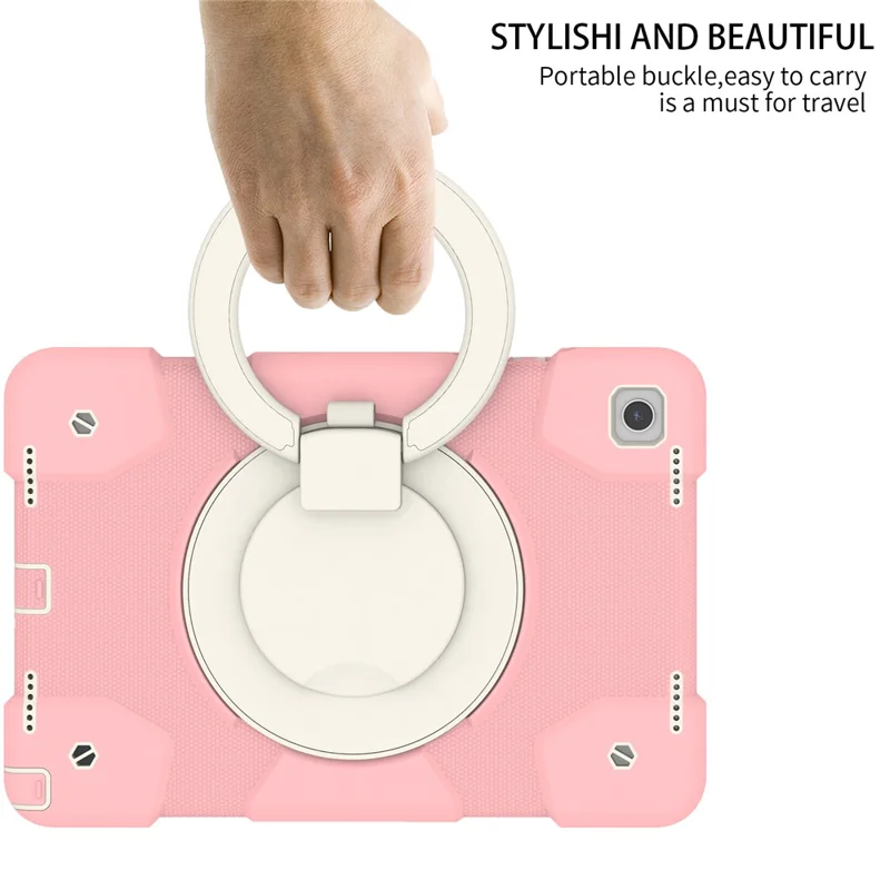Pour Samsung Galaxy Tab a9 + Couvrette de Tablette en Silicone à L'épreuve du Boîtier Case Avec Kickstand en Anneau - Sakura Rose