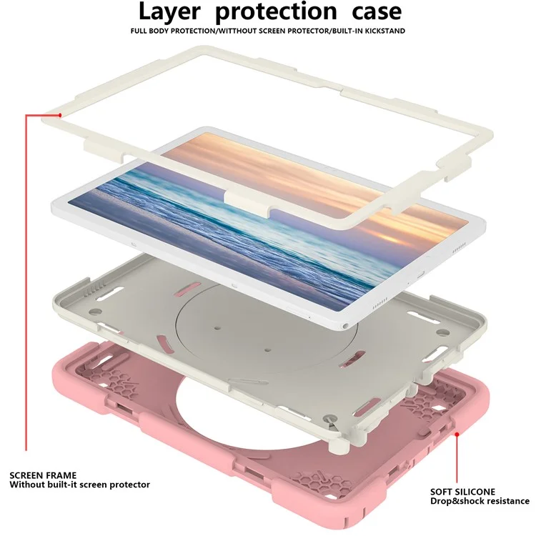 Pour Samsung Galaxy Tab a9 + Couvrette de Tablette en Silicone à L'épreuve du Boîtier Case Avec Kickstand en Anneau - Sakura Rose