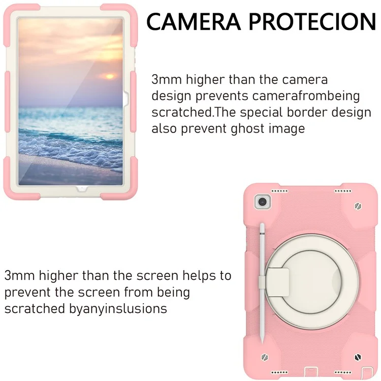 Pour Samsung Galaxy Tab a9 + Couvrette de Tablette en Silicone à L'épreuve du Boîtier Case Avec Kickstand en Anneau - Sakura Rose