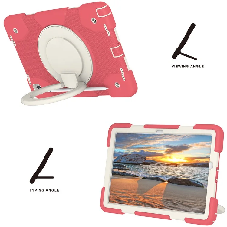 Para Samsung Galaxy Tab A9+ Case pc a Prueba de Scratch+ Cubierta de Tableta de Silicona Con Papel de Patada Del Anillo - Begonia Rojo