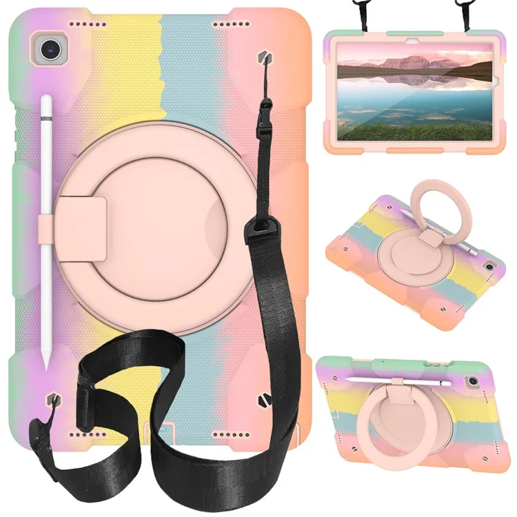Per Samsung Galaxy Tab A9+ Custodia Tablet Pc+ Copertina Protettiva Del Cavalletto Rotabile in Silicone - Colorato Oro Rosa