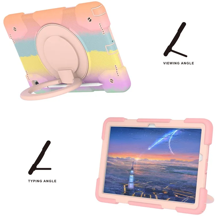 Per Samsung Galaxy Tab A9+ Custodia Tablet Pc+ Copertina Protettiva Del Cavalletto Rotabile in Silicone - Colorato Oro Rosa