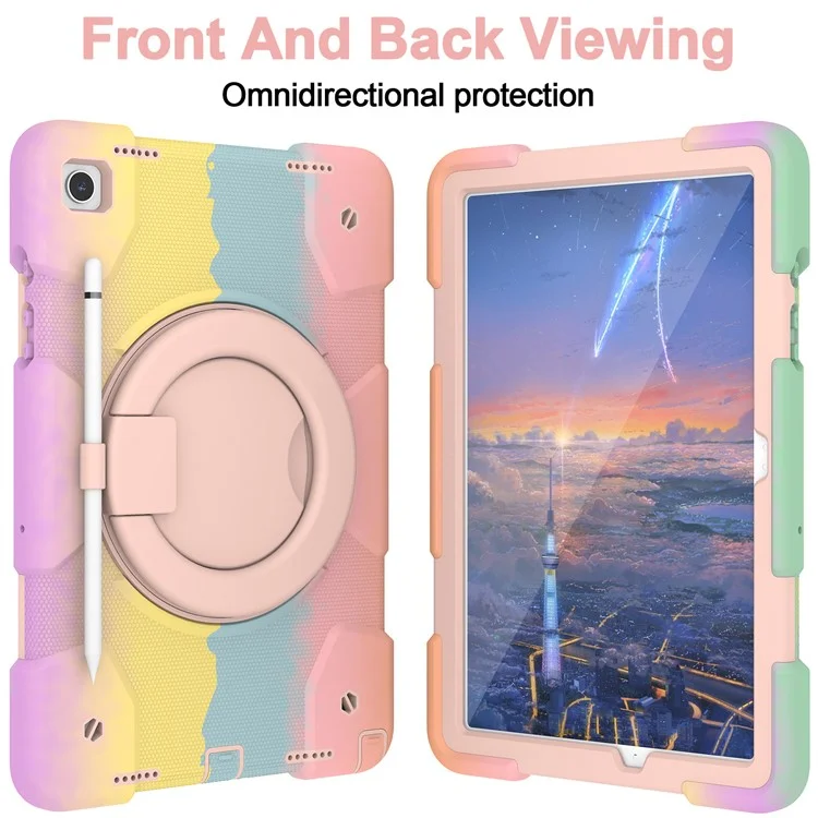 Per Samsung Galaxy Tab A9+ Custodia Tablet Pc+ Copertina Protettiva Del Cavalletto Rotabile in Silicone - Colorato Oro Rosa