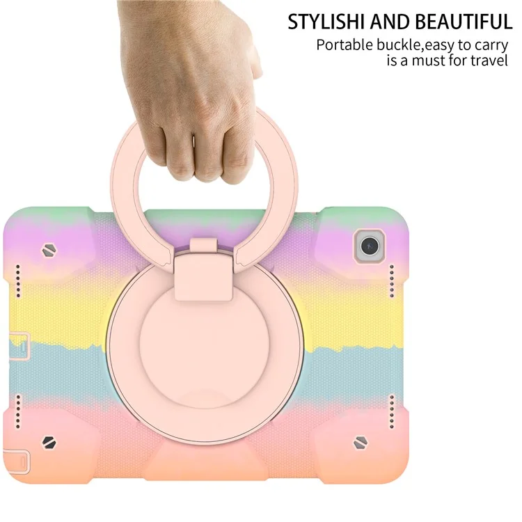 Per Samsung Galaxy Tab A9+ Custodia Tablet Pc+ Copertina Protettiva Del Cavalletto Rotabile in Silicone - Colorato Oro Rosa