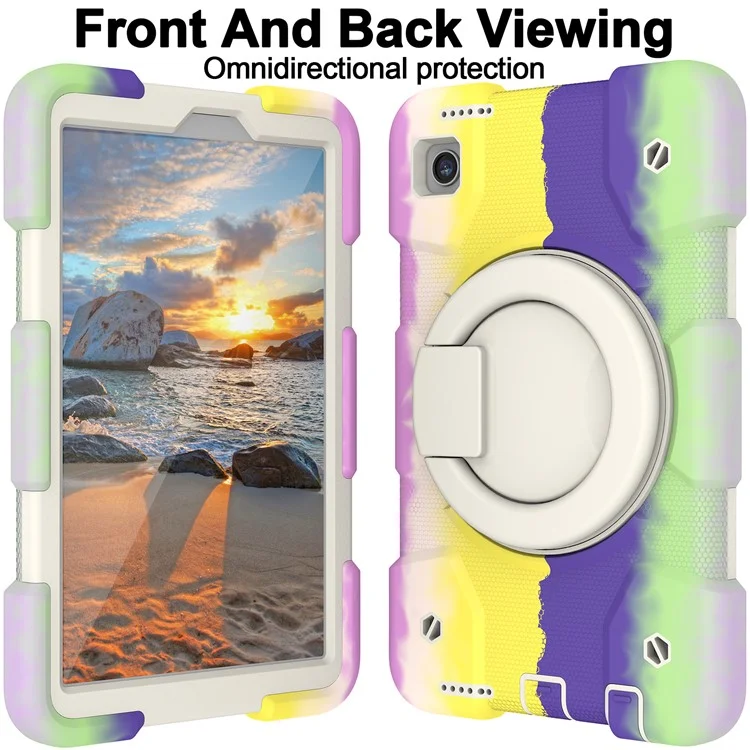 Cajas de Tabletas Para Samsung Galaxy Tab A9 Shell Pc+caso Protector de Silicona Con Correa Para el Hombro - Colorido Morado
