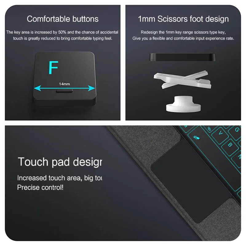 Für Samsung Galaxy Tab S9 FE+ Ledertasche + Bluetooth-kompatibale Tastatur mit Hintergrundbeleuchtung und Touchpad