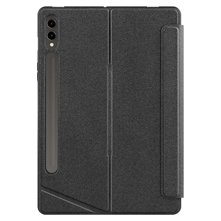 For Samsung Galaxy Tab S8+ / S7+ / S7 FE Leather Case + Bluetooth-Compatible Keyboard with Backlight Trackpad