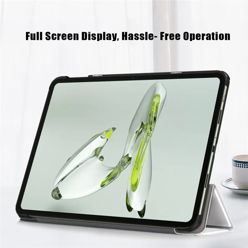 For OnePlus Pad Go / Oppo Pad Air 2 / Pad Neo Smart Cover Full-Body Tri-fold Stand Pattern Tablet Case - Cat