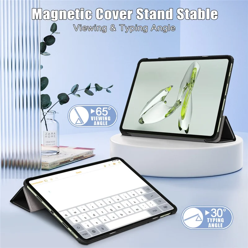 Funda de piel sintética para OnePlus Pad Go / Oppo Pad Air 2 / Pad Neo Trifold Stand Tablet - Negro