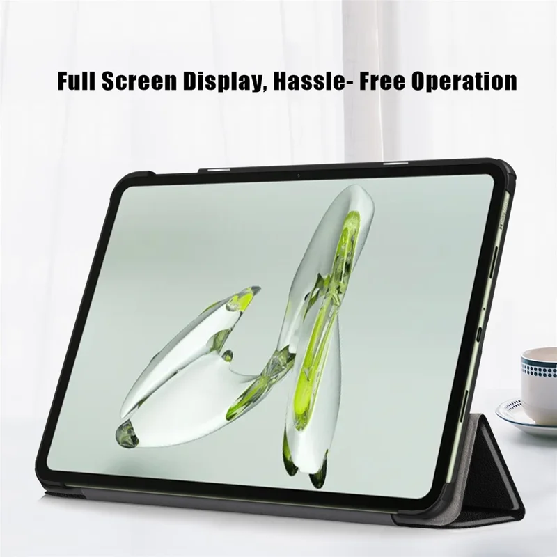 Funda de piel sintética para OnePlus Pad Go / Oppo Pad Air 2 / Pad Neo Trifold Stand Tablet - Negro