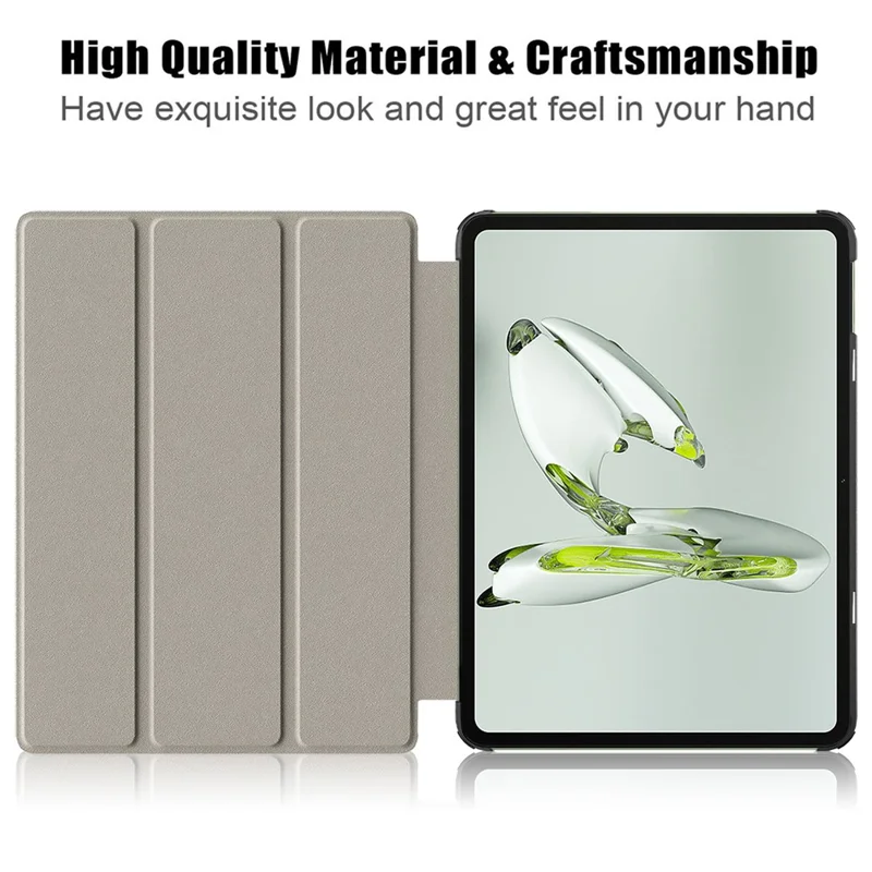 Funda de piel sintética para OnePlus Pad Go / Oppo Pad Air 2 / Pad Neo Trifold Stand Tablet - Negro
