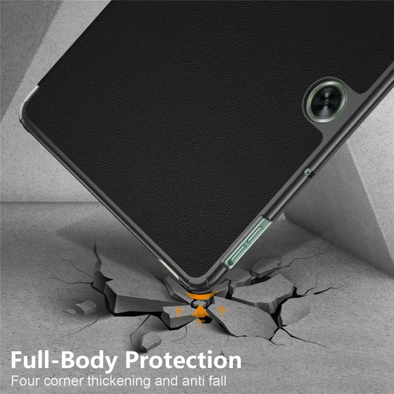 Funda de piel sintética para OnePlus Pad Go / Oppo Pad Air 2 / Pad Neo Trifold Stand Tablet - Negro