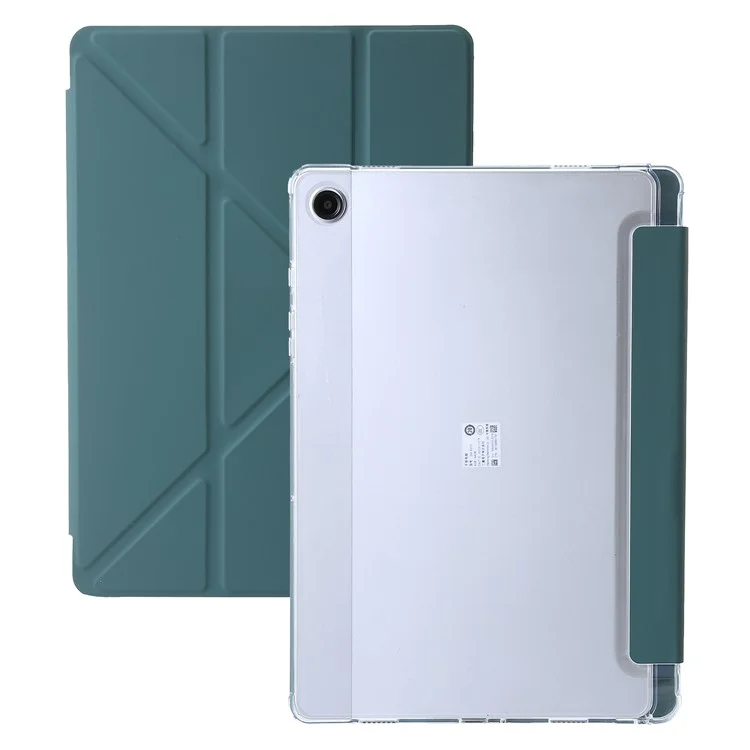For Samsung Galaxy Tab A9 Case PU+Acrylic+TPU Auto Wake / Sleep Tablet Stand Cover - Midnight Green