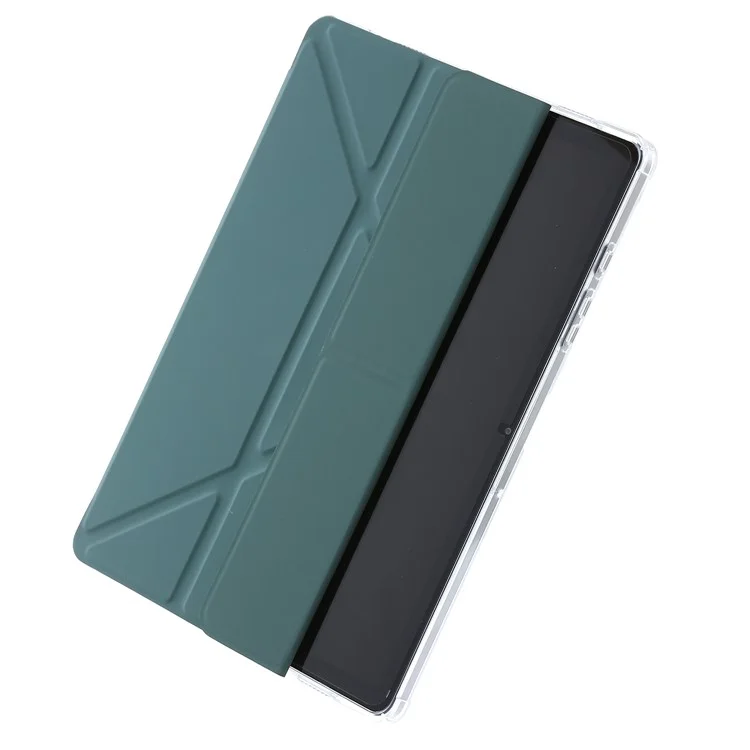 For Samsung Galaxy Tab A9 Case PU+Acrylic+TPU Auto Wake / Sleep Tablet Stand Cover - Midnight Green