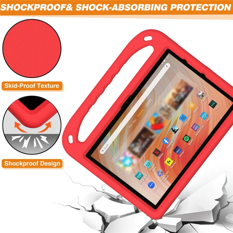For Amazon Fire HD 10 (2023) Case Hand Grip EVA Tablet Cover with Kickstand - Red
