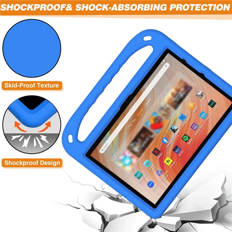 For Amazon Fire HD 10 (2023) Case Hand Grip EVA Tablet Cover with Kickstand - Blue