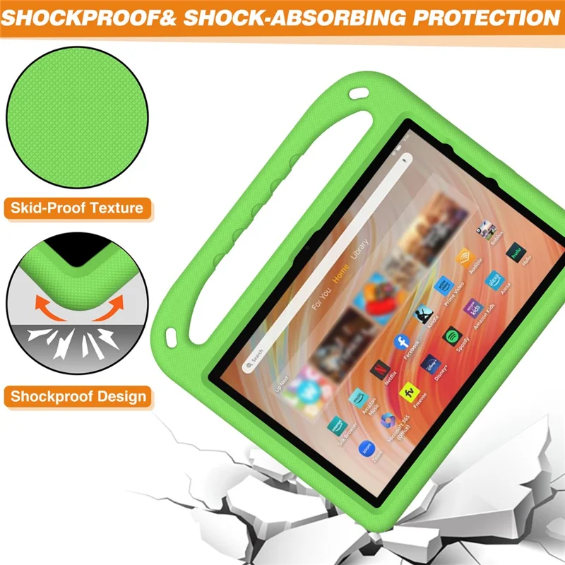 For Amazon Fire HD 10 (2023) Case Hand Grip EVA Tablet Cover with Kickstand - Green