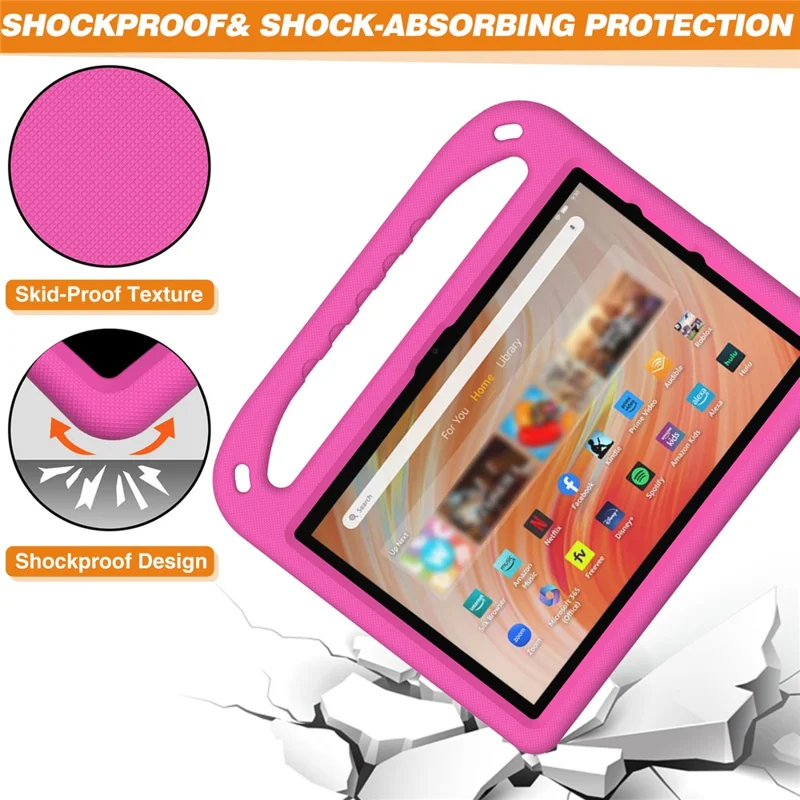 Pour Amazon Fire HD 10 (2023) Étui Poignée EVA Housse de Tablette avec Support - Rose