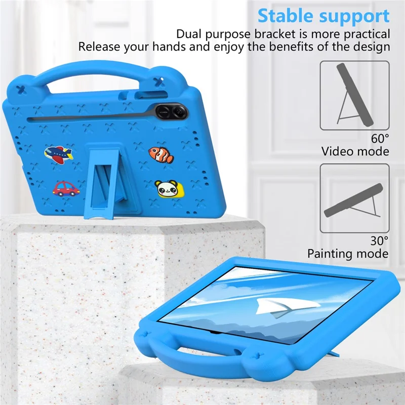 For Honor Pad X9 / Pad X8 Pro EVA Case Kickstand Anti-drop Kids Tablet Cover - Blue