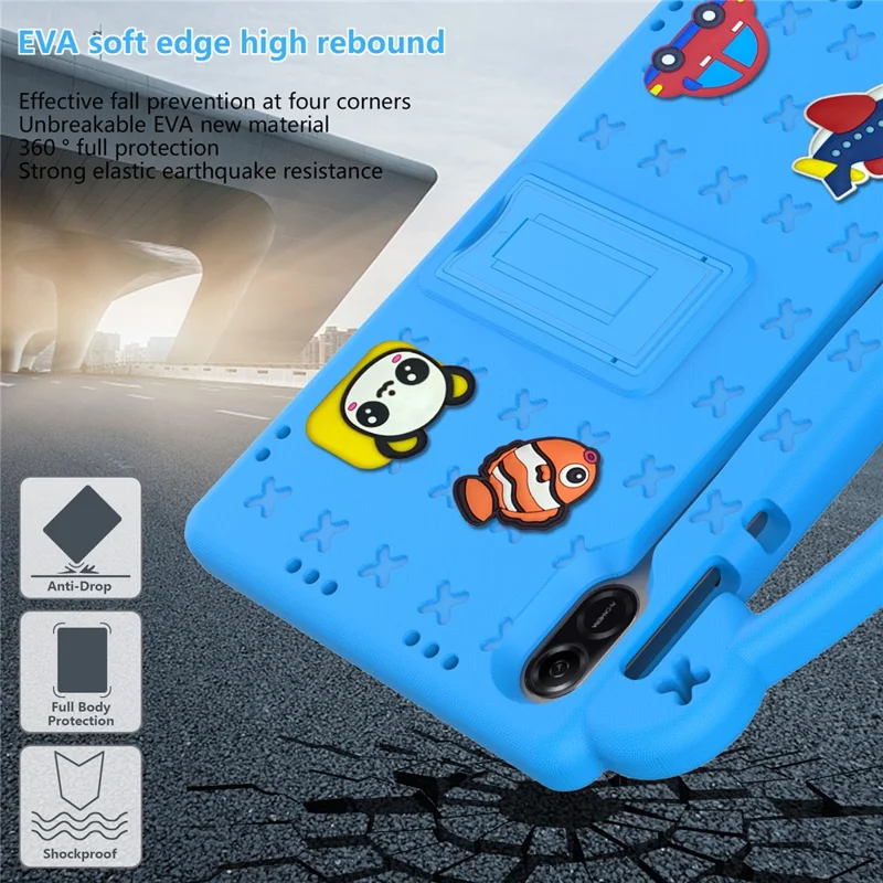 For Honor Pad X9 / Pad X8 Pro EVA Case Kickstand Anti-drop Kids Tablet Cover - Blue