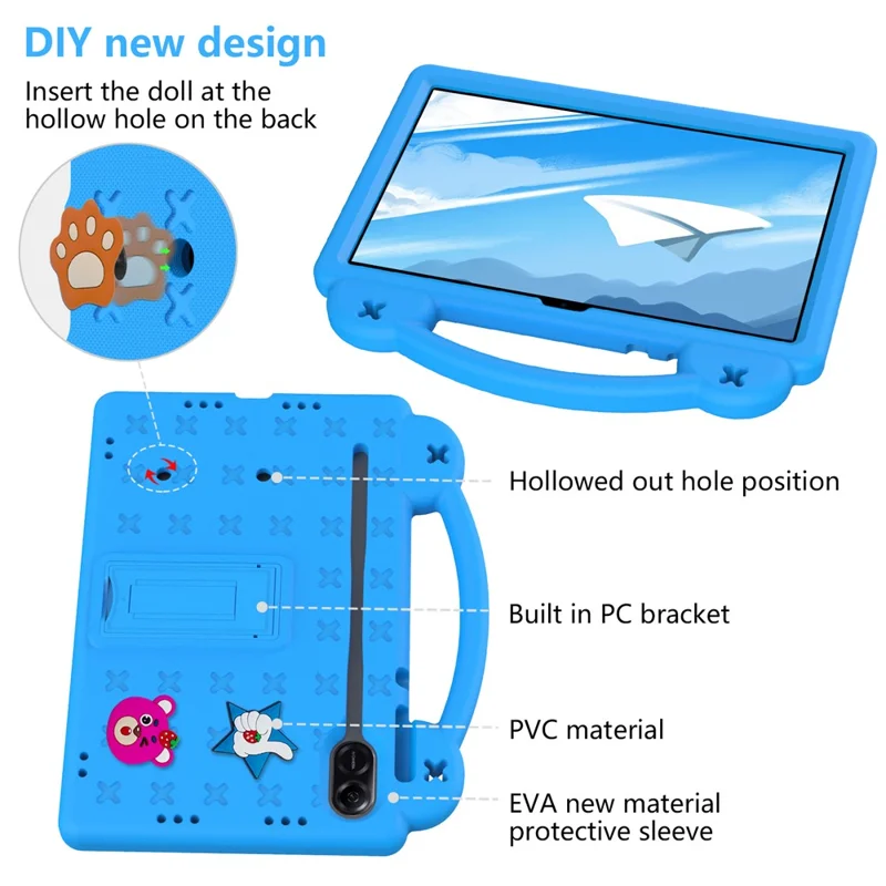 For Honor Pad X9 / Pad X8 Pro EVA Case Kickstand Anti-drop Kids Tablet Cover - Blue