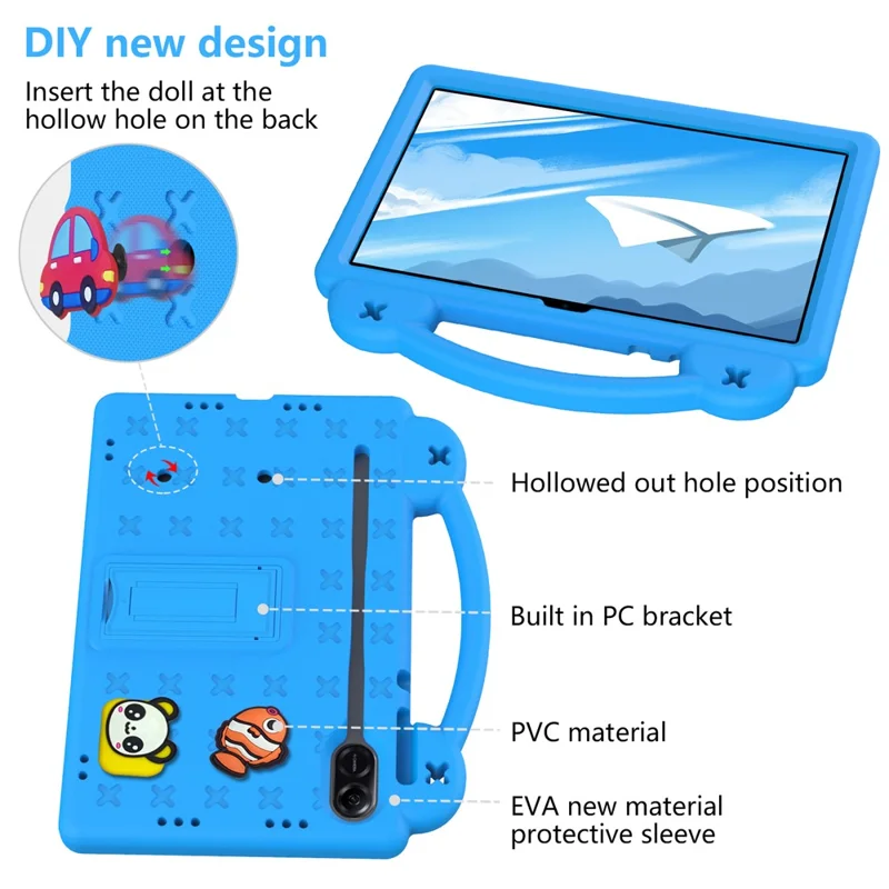For Honor Pad X9 / Pad X8 Pro EVA Case Kickstand Anti-drop Kids Tablet Cover - Blue