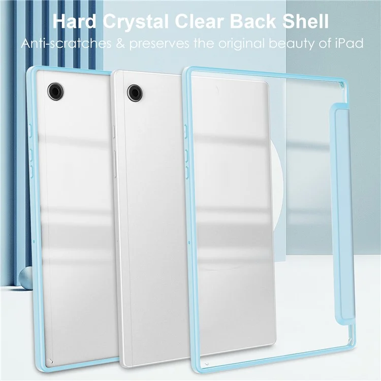 Para Samsung Galaxy Tab A9 Funda para Tableta Soporte de Pie de Tri-Pliegue Cubierta de Tableta de Piel sintética - Azul Bebé