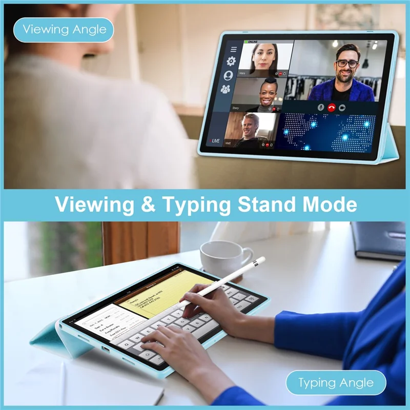 For Samsung Galaxy Tab A9 Tablet Case Tri-fold Stand PU Leather Tablet Cover - Light Grey