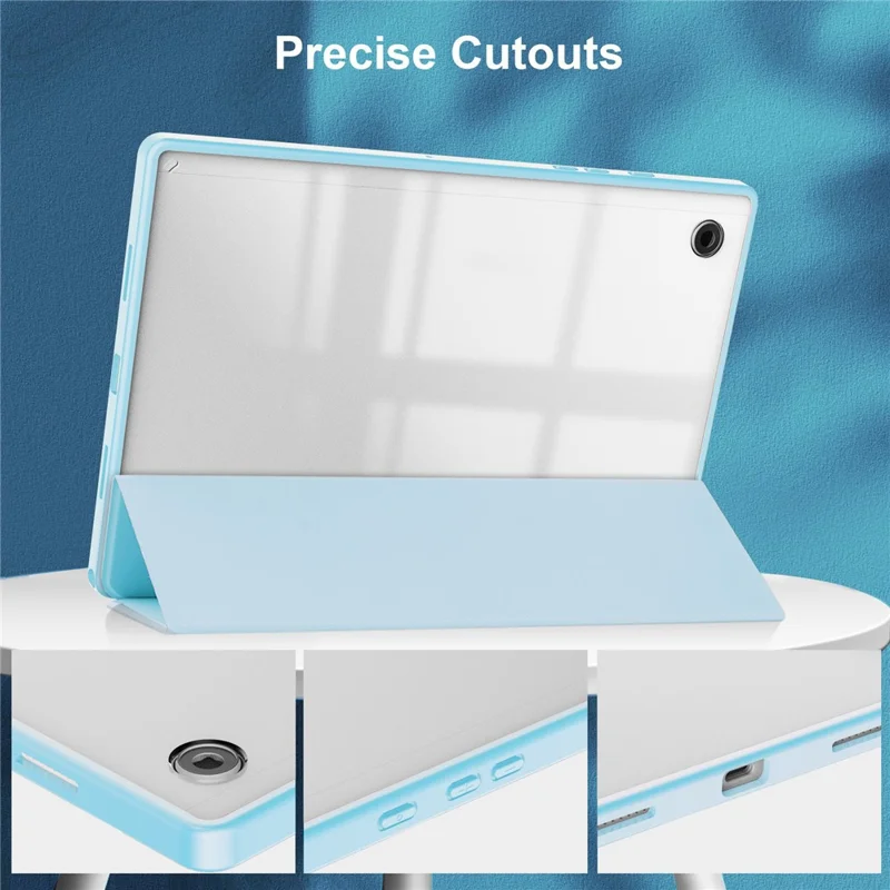 For Samsung Galaxy Tab A9 Tablet Case Tri-fold Stand PU Leather Tablet Cover - Light Grey