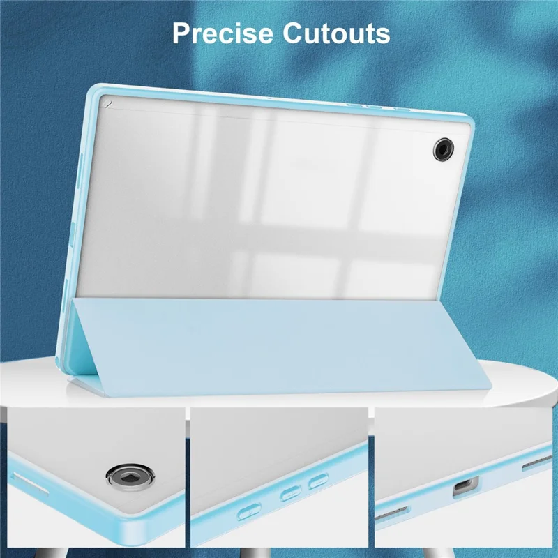 For Samsung Galaxy Tab A9 Tablet Case Tri-fold Stand PU Leather Tablet Cover - Black