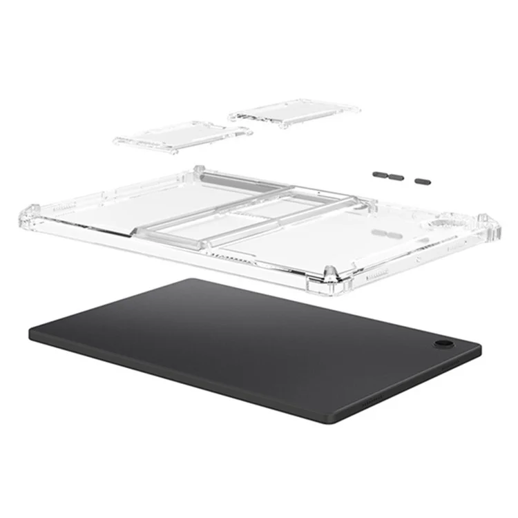 For Samsung Galaxy Tab A9+ Clear Case PC Kickstand Anti-drop TPU Tablet Cover