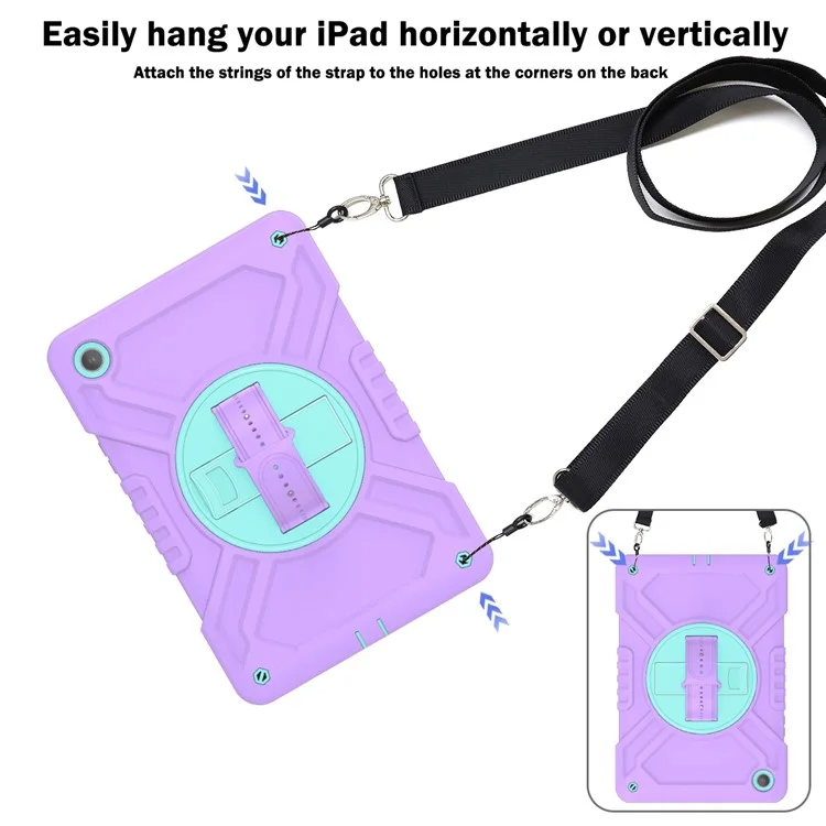 X-Shaped Series for Samsung Galaxy Tab A9+ Case PC+Silicone Rugged Shockproof Tablet Cover - Purple+Cyan