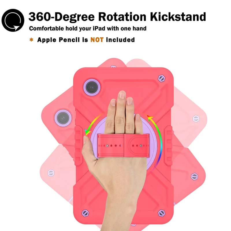 X-Shaped Series for Samsung Galaxy Tab A9 Protective Cover Kickstand Tablet Case with Shoulder Strap - Red+Purple