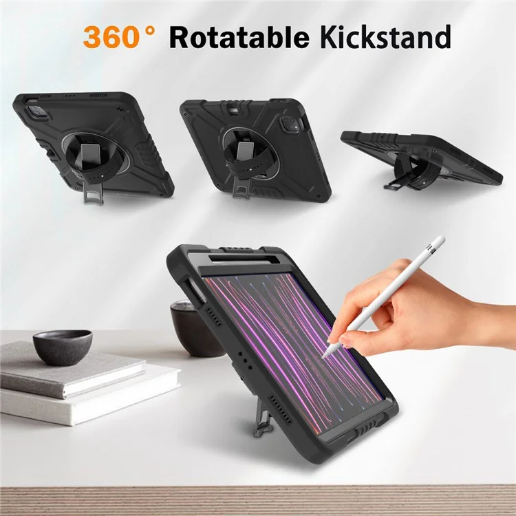 X-Shaped Series for iPad Pro 11 (2018) / (2020) / (2021) / (2022) / iPad Air (2020) / (2022) Case Kickstand Protective Cover - All Black