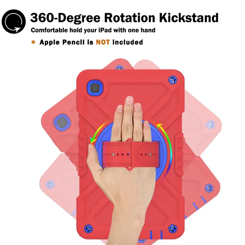 X-Shaped Series for Samsung Galaxy Tab A7 Lite 8.7-inch Tablet Case PC+Silicone Rotatable Kickstand Cover - Red+Blue