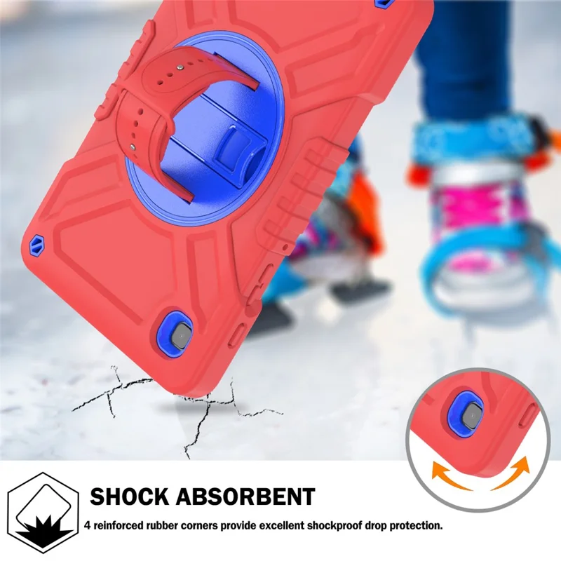 X-Shaped Series for Samsung Galaxy Tab A7 Lite 8.7-inch Tablet Case PC+Silicone Rotatable Kickstand Cover - Red+Blue